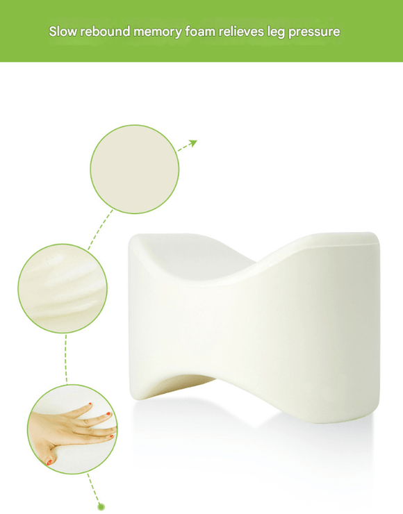 Grey Ergonomic Memory Foam Knee Pillow for Side Sleepers - Leg Positioner for Sciatica, Back, Hip & Joint Pain Relief - RnR Galore