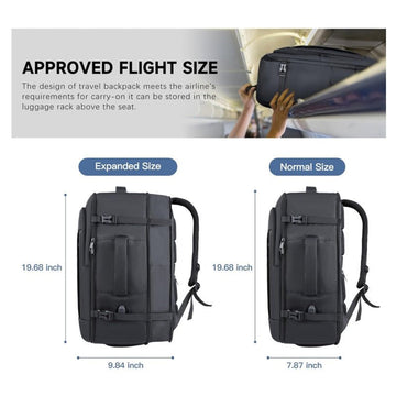 Grey Expandable 17 - Inch Laptop Travel Backpack with USB Port - Durable TSA Friendly Carry - on Luggage Bag - RnR Galore