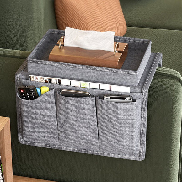 Grey Foldable Sofa Armrest Organizer With 3 - Zones - 20kg Load Capacity, Thickended Oxford Cloth Storage Bag for Dorms, Cars & Living Rooms - RnR Galore