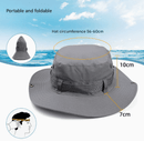 Grey Foldable Wide Brim Sun Hat Unisex Bucket Safari Cap Adjustable 56 - 60cm for Fishing Hiking Camping and Outdoor Travel - RnR Galore