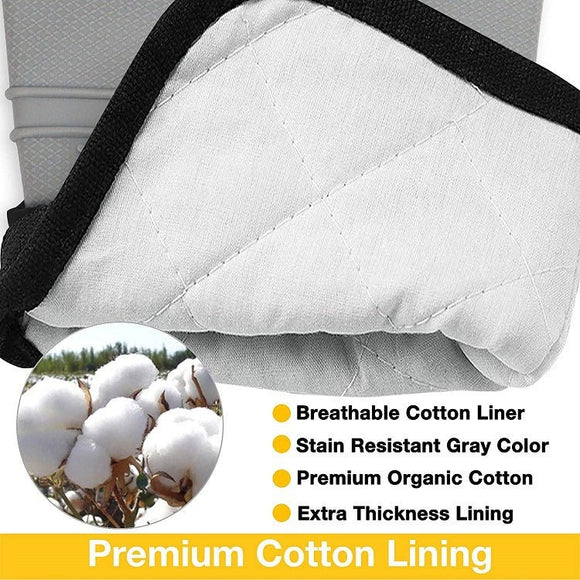 Grey Set BPA - Free Non - Slip Silicone Oven Mitts - Heat Resistant Gloves with Honeycomb Pattern for Kitchen Safety - RnR Galore
