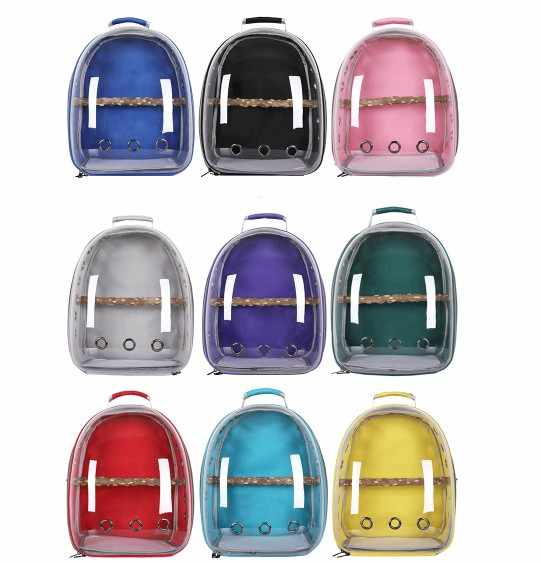 Grey Stylish Transparent PVC Pet Carrier Backpack - Large Capacity, Multi - Use for Birds & Cats(Including Wooden Stick) - RnR Galore