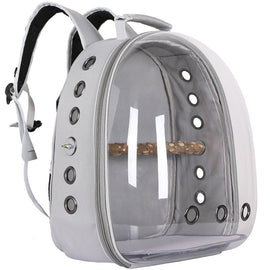 Grey Stylish Transparent PVC Pet Carrier Backpack - Large Capacity, Multi - Use for Birds & Cats(Including Wooden Stick) - RnR Galore