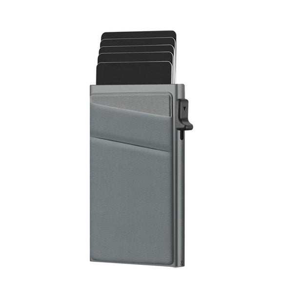 Grey Ultra - Slim RFID Blocking Pop - Up Wallet - Automatic Card Holder with Metal Case & Secure Screw Base - RnR Galore