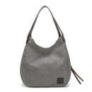 Grey Women's Canvas Hobo Handbag Multi - Compartment Shoulder Tote Bag Minimalist Casual Purse 30cm for Work Shopping & Travel - RnR Galore