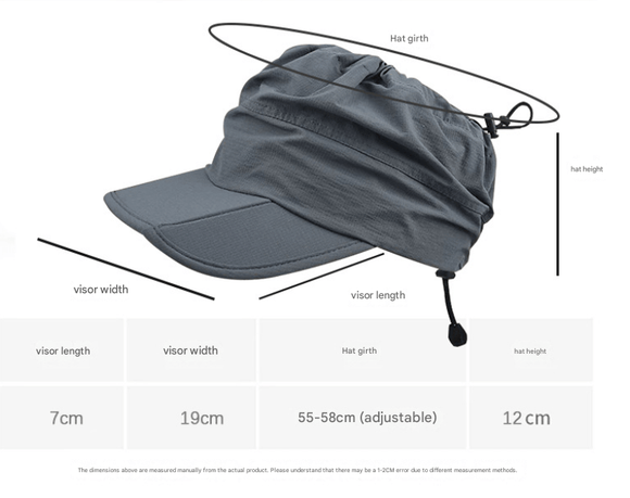 Grey Women's Foldable Sun Visor Cap Quick Dry Packable Empty Top Hat Adjustable Drawstring for Running Hiking and Summer Travel - RnR Galore
