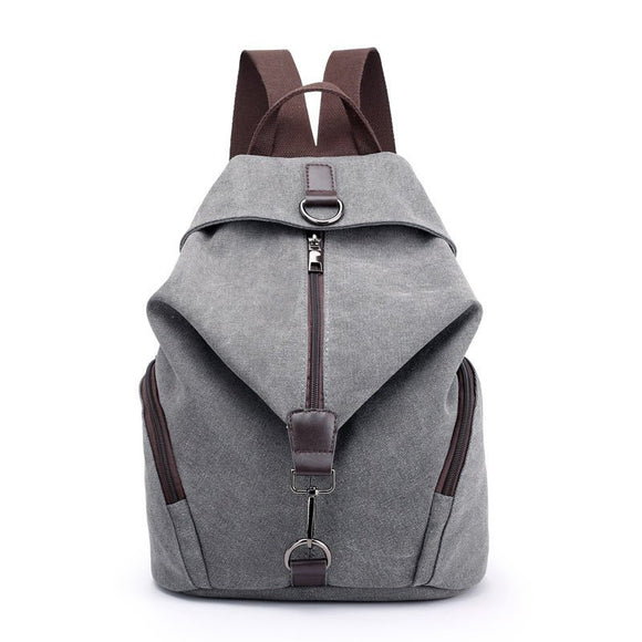 Grey Women's Vintage Canvas Backpack Casual Daypack Retro College School Bag Large Capacity Rucksack for Travel Work & Daily Use - RnR Galore