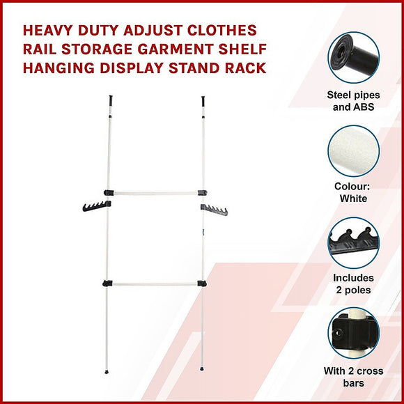 Heavy Duty Adjust Clothes Rail Storage Garment Shelf Hanging Display Stand Rack - RnR Galore