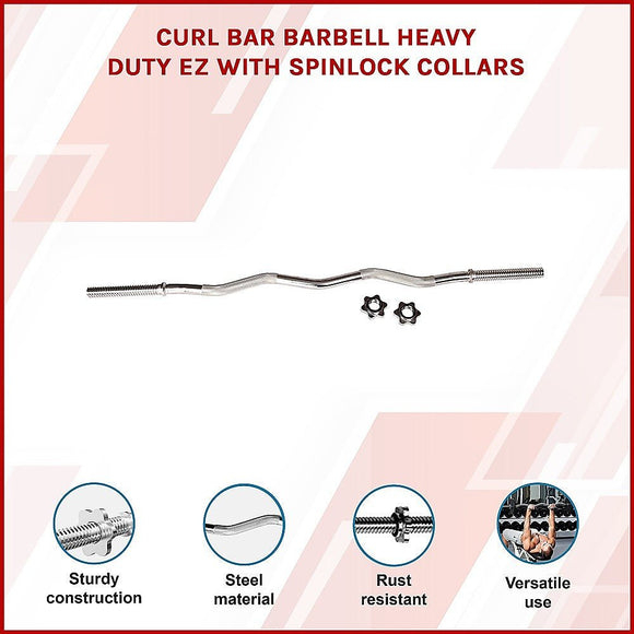 Heavy Duty EZ Curl Barbell – Weightlifting Bar with Spinlock Collars for Gym Training - RnR Galore
