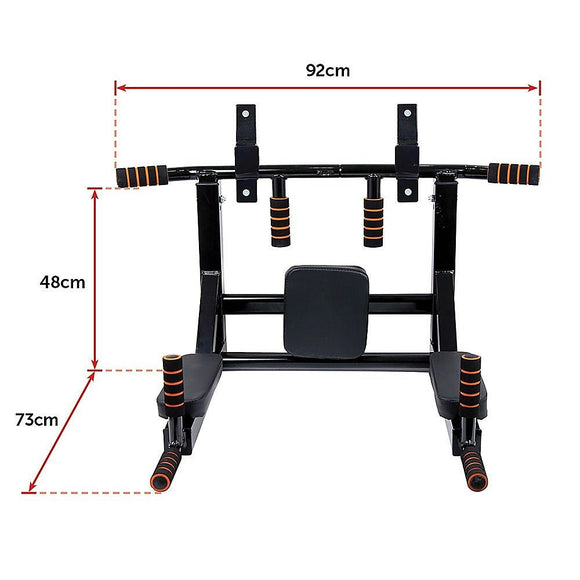 Heavy Duty Wall Mounted Power Station Pull Up Dip Knee Raise Bar - RnR Galore