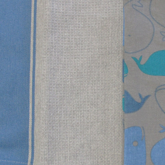 Home Oasis Set of 3 Printed Cotton Rich Tea Towels 50 x 70 cm Whale Grey - RnR Galore