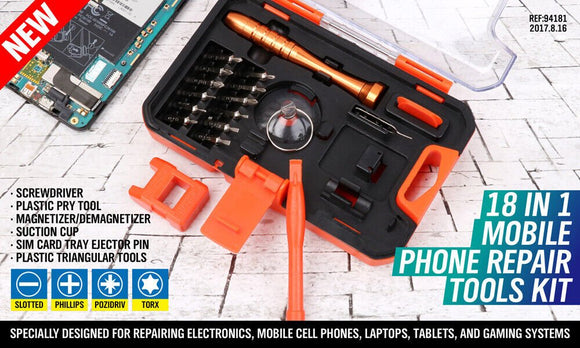 HORUSDY 18 in 1 Mobile Phone Repair Tools Kit Pry Opening Tool Screwdriver - RnR Galore