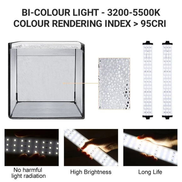 Hridz 60cm Light Box Bi - Colour Photography Portable Photo Studio Shooting Tent with 6 PVC Backdrops - RnR Galore
