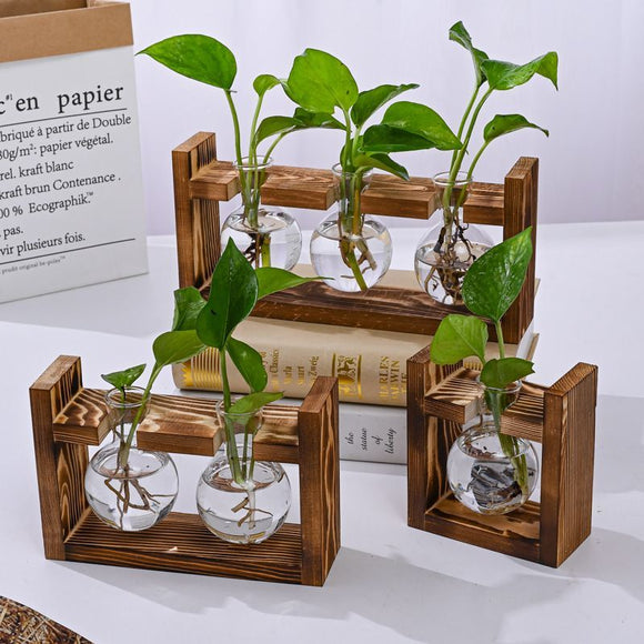 HydroponicWoodenFramewithSnap - On - SphericalSingleBottle - RnR Galore