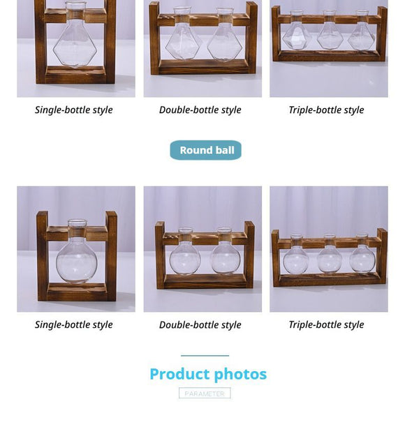 HydroponicWoodenFramewithSnap - On - SphericalSingleBottle - RnR Galore