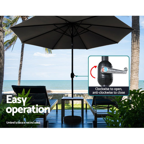 Instahut 3m Outdoor Umbrella Beach Pole Garden Patio Tilt Black - RnR Galore