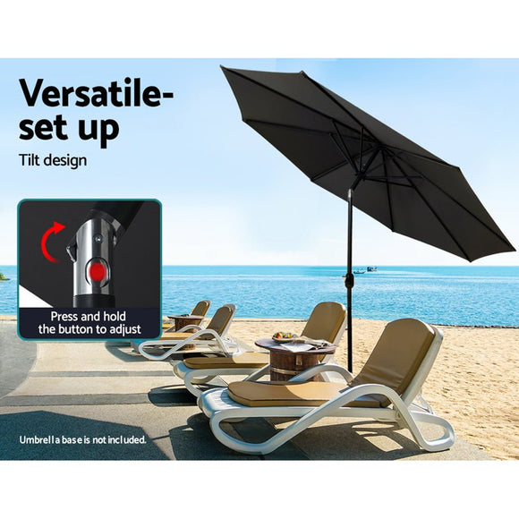 Instahut 3m Outdoor Umbrella Beach Pole Garden Patio Tilt Black - RnR Galore