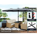 Instahut 4.57m Outdoor Umbrella Beach Pole Garden Tilt Charcoal - RnR Galore