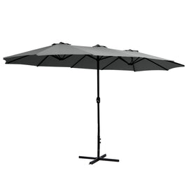 Instahut 4.57m Outdoor Umbrella Beach Pole Garden Tilt Charcoal - RnR Galore