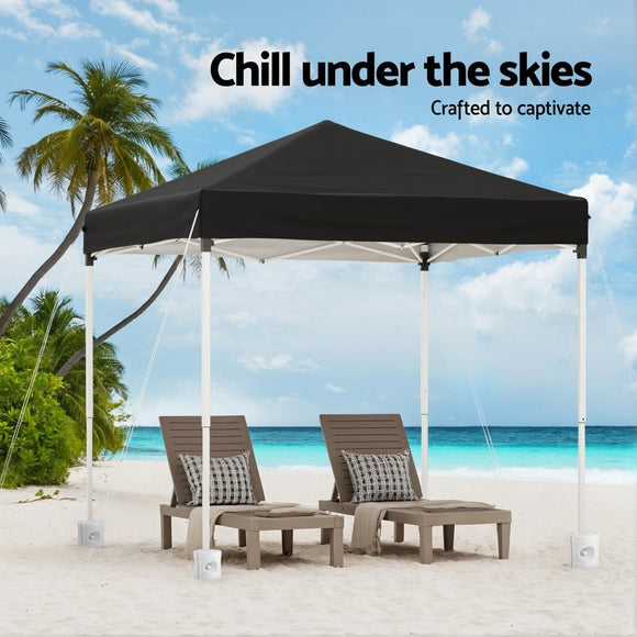 Instahut Gazebo 2x2m Outdoor Patio Garden Marquee Shade w/ Base Pods Black - RnR Galore
