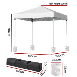 Instahut Gazebo 2x2m Outdoor Patio Garden Marquee Shade w/ Base Pods White - RnR Galore