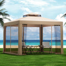 Instahut Gazebo Marquee 3m Outdoor Event Tent Camping Party Mesh Wall Canopy Brown - RnR Galore