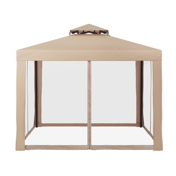 Instahut Gazebo Marquee 3m Outdoor Event Tent Camping Party Mesh Wall Canopy Brown - RnR Galore