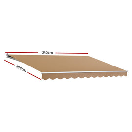 Instahut Retractable Folding Arm Awning Manual Sunshade 2.5Mx2M Beige - RnR Galore