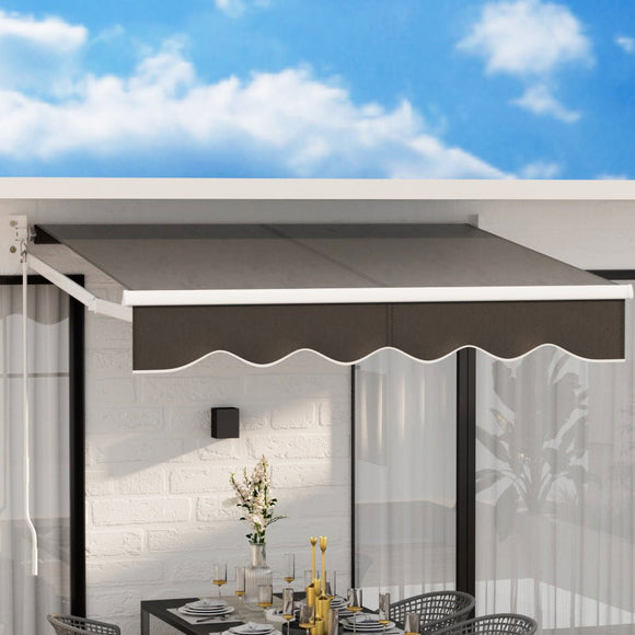 Instahut Retractable Folding Arm Awning Manual Sunshade 2Mx1.5M Grey - RnR Galore