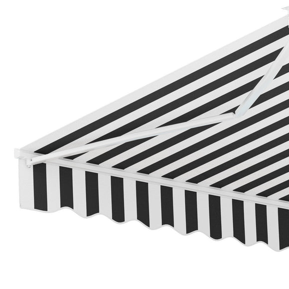 Instahut Retractable Folding Arm Awning Manual Sunshade 3Mx2.5M Grey White - RnR Galore