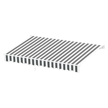 Instahut Retractable Folding Arm Awning Manual Sunshade 3Mx2.5M Grey White - RnR Galore