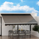 Instahut Retractable Folding Arm Awning Manual Sunshade 4Mx2.5M Grey - RnR Galore