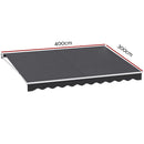Instahut Retractable Folding Arm Awning Manual Sunshade 4Mx3M Grey - RnR Galore
