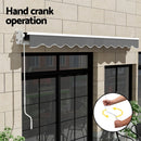 Instahut Retractable Folding Arm Awning Manual Sunshade 4Mx3M Grey - RnR Galore