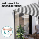 Instahut Retractable Folding Arm Awning Manual Sunshade 4Mx3M Grey White - RnR Galore
