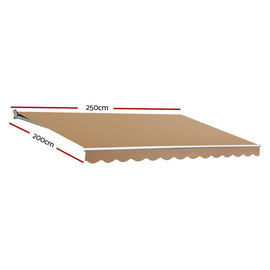 Instahut Retractable Folding Arm Awning Motorised Remoter Sunshade 2.5Mx2M Beige - RnR Galore