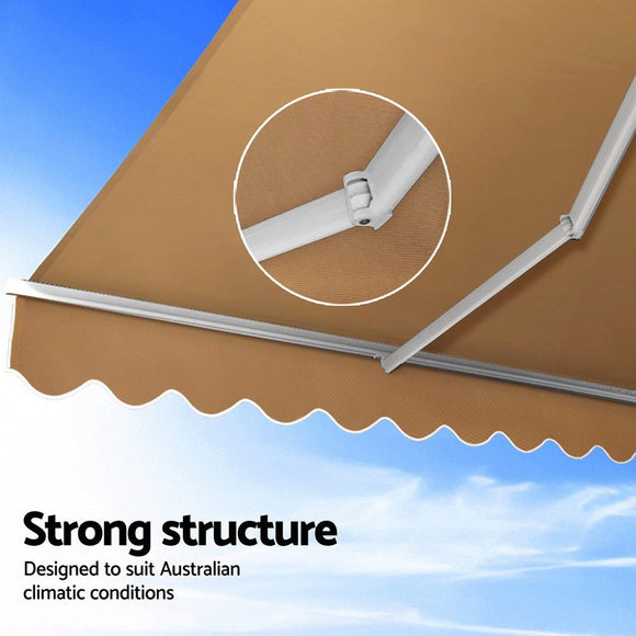 Instahut Retractable Folding Arm Awning Motorised Remoter Sunshade 2.5Mx2M Beige - RnR Galore