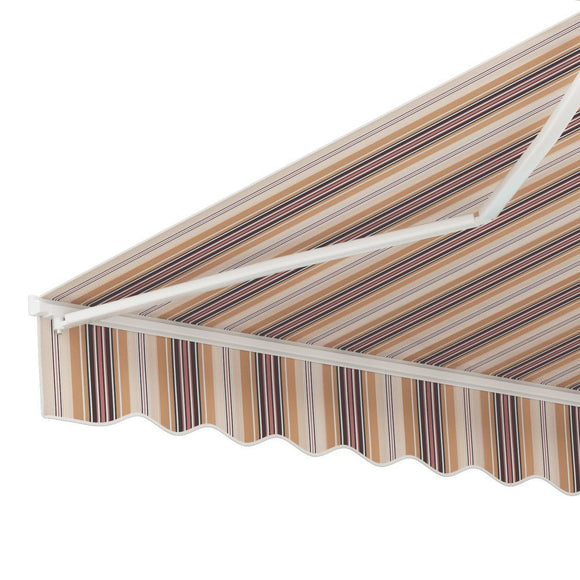 Instahut Retractable Folding Arm Awning Motorised Sunshade 3Mx2.5M Beige Brown - RnR Galore