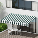 Instahut Retractable Folding Arm Awning Motorised Sunshade 3Mx2.5M Green White - RnR Galore