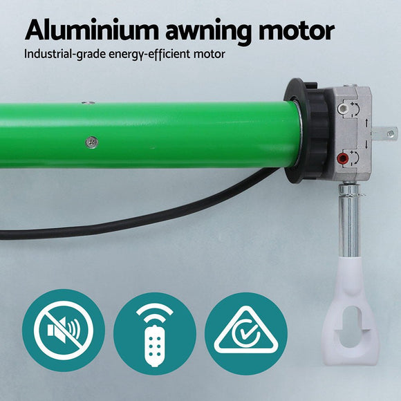 Instahut Retractable Folding Arm Awning Motorised Sunshade 3Mx2.5M Grey White - RnR Galore