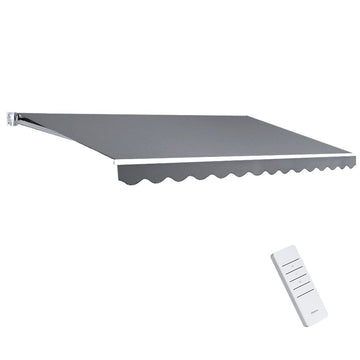 Instahut Retractable Folding Arm Awning Motorised Sunshade 4Mx2.5M Pearl Grey - RnR Galore