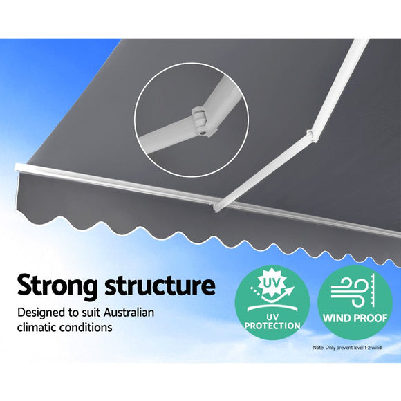 Instahut Retractable Folding Arm Awning Motorised Sunshade 4Mx2.5M Pearl Grey - RnR Galore