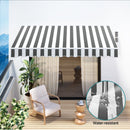 Instahut Retractable Folding Arm Awning Motorised Sunshade 4Mx3M Grey White - RnR Galore