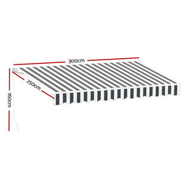 Instahut Retractable Folding Arm Awning Motorised Sunshade 4Mx3M Grey White - RnR Galore