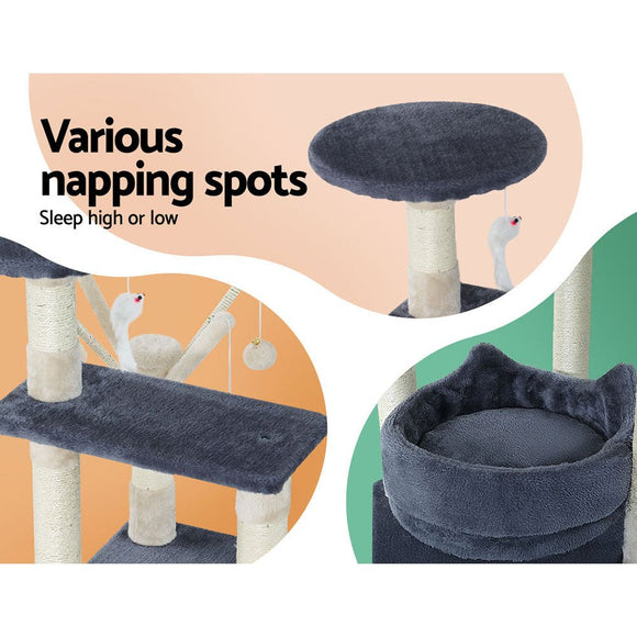 i.Pet Cat Tree 110cm Tower Scratching Post Scratcher Wood Condo House Bed Toys - RnR Galore