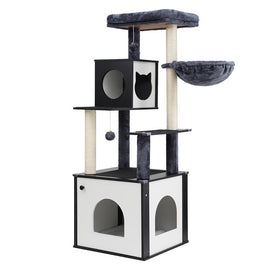 i.Pet Cat Tree Tower Scratching Post Scratcher 144cm Wood Bed Condo House Cabinet - RnR Galore