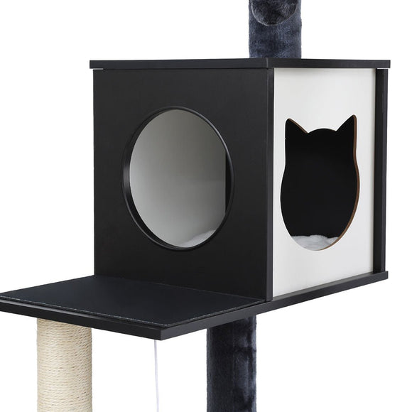 i.Pet Cat Tree Tower Scratching Post Scratcher 144cm Wood Bed Condo House Cabinet - RnR Galore