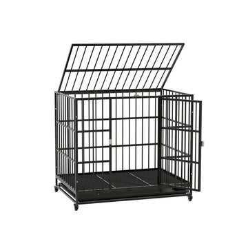 i.Pet Dog Cage Crate Large Puppy Cat Anti - Bite Pet Kennel Wheels w/Tray Metal - RnR Galore