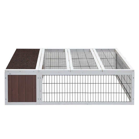 i.Pet Rabbit Hutch 124cm x 90cm x 35cm Chicken Coop Large Outdoor Wooden Run Cage House - RnR Galore