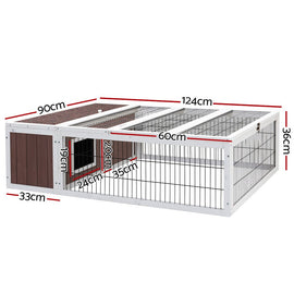 i.Pet Rabbit Hutch 124cm x 90cm x 35cm Chicken Coop Large Outdoor Wooden Run Cage House - RnR Galore